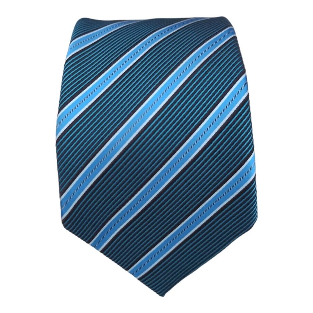 ERMENEGILDO ZEGNA Green Striped  Silk Tie ITALY 59"/ 3.6" EC